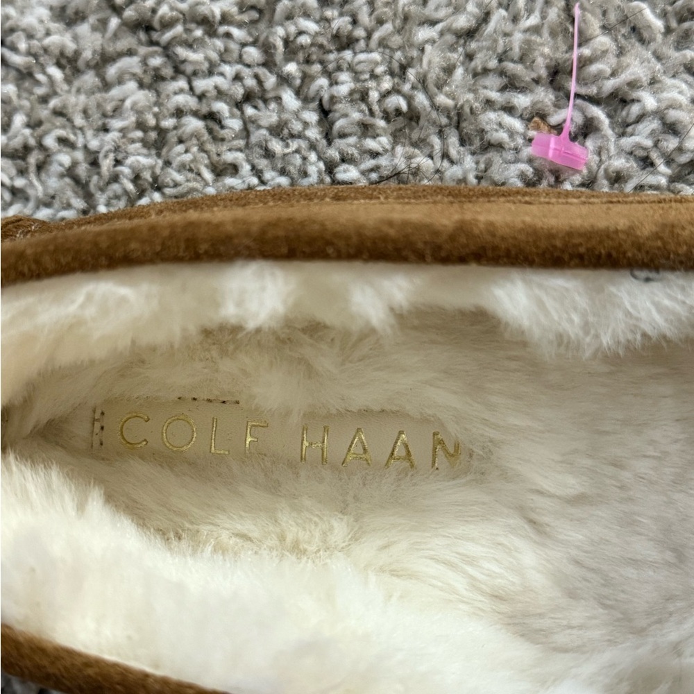 Cole Haan Women’s Evelyn Bow Driver Brown Suede Loafers with Gold Accent - Picture 6 of 7